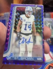 2025 Topps Chrome NFL Amon-Ra St. Brown Purple Refractor Auto /75 Mint/NM #Lions