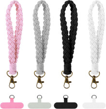4 Pcs Cell Phone Lanyard with Tether Tab, Boho Macrame Phone Wrist Strap, Handma