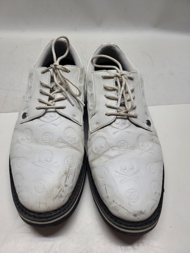 G Fore Golf Shoes Men's 11 White Gallivanter Debossed Skull & Ts Snow Onyx - Picture 3 of 12