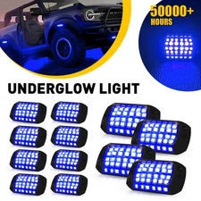 12 LED X Truck Rock Lights Underbody Trail Rig Glow Blue Lamp Offroad SUV Pickup