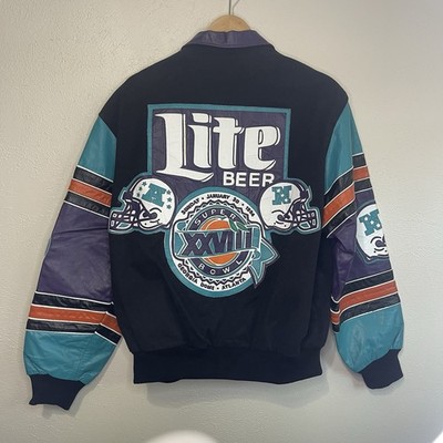 Rare Vintage 1994 Miller Lite Beer Super Bowl XXVIII JDI Jacket leather Size L
