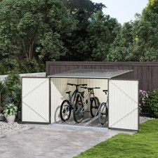Galvanized Steel Garden Storage Shed Bike Double Doors Pent Roof Tool Shed House