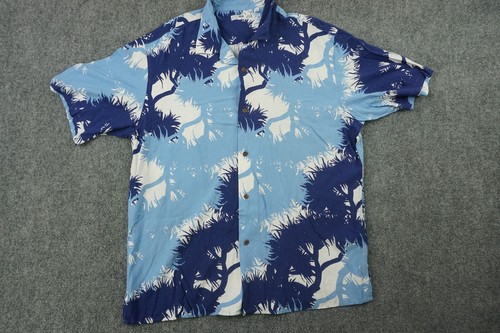 Uniqlo Hawaiian Shirt Mens XL Blue White Short Sleeve Button Up Floral Casual - 第 1/11 張圖片