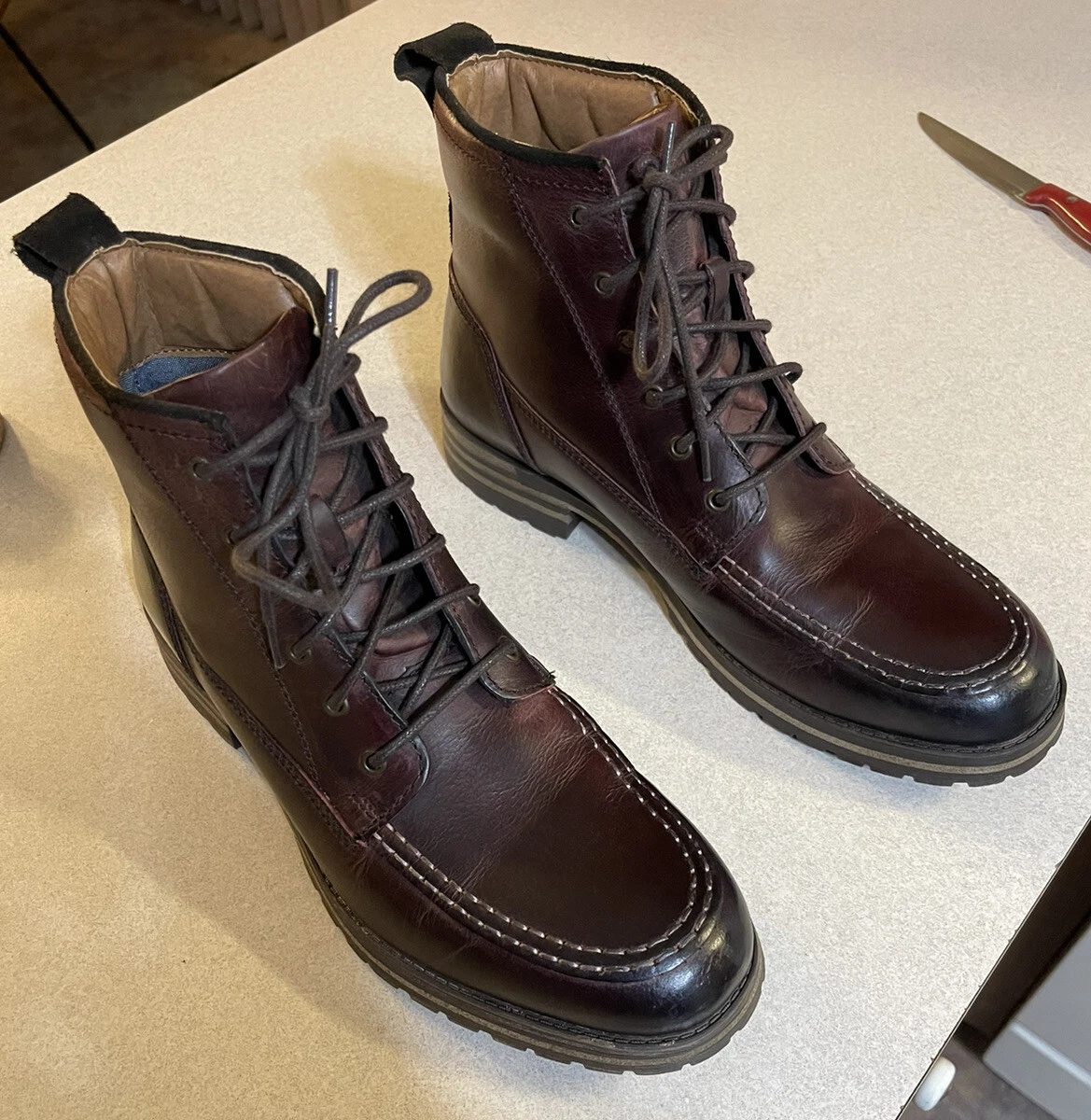 Lucky Brand Mens leather boots size 10.5 Garrison Fashion Boot
