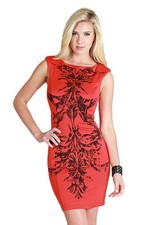 Rorschach Micro Beaded Applique Boat Neck Cap Sleeve Party Dress S ~ L