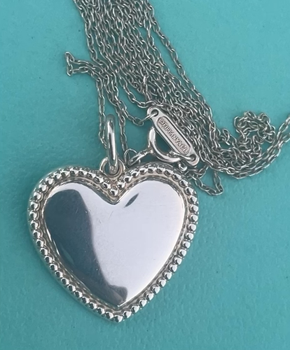 Tiffany & Co. Sterling Silver Beaded Heart Tag Chain Necklace 16” - Engravable - Video 1 of 1