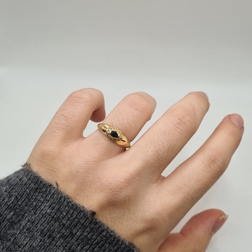 Bague or jaune 18 carats sertie de diamants et saphir, Taille 51, P 2.3g - Picture 5 of 5