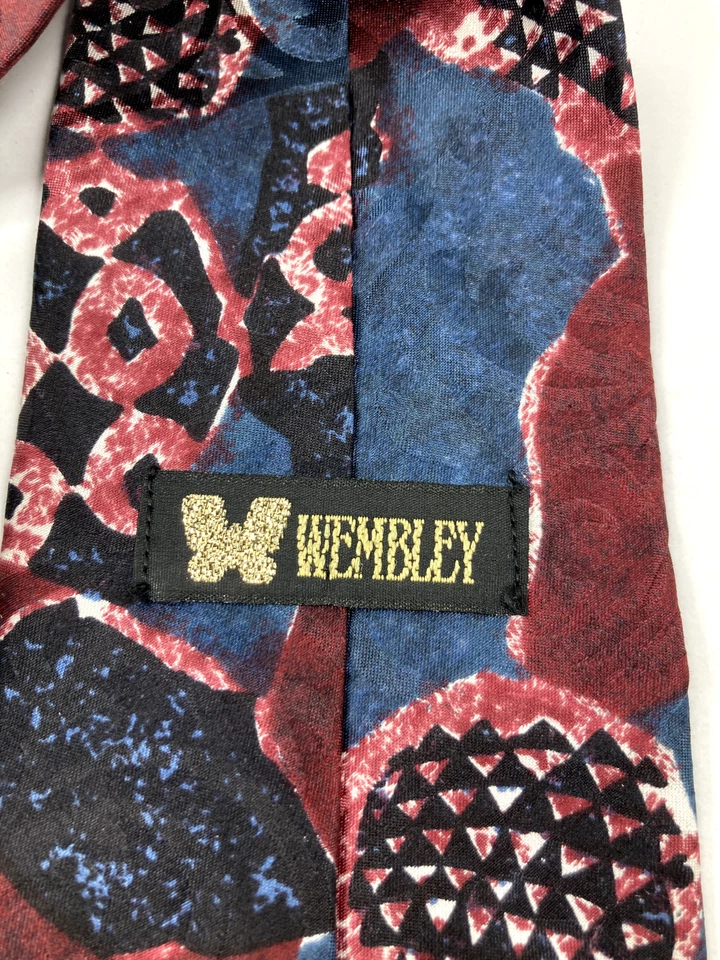 Corbata de cuello vintage Wembley granito púrpura azul 100 % seda Foto 3 de 4