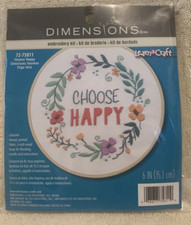 Dimensions CHOOSE HAPPY Floral Embroidery Kit 6" Sealed - NEW