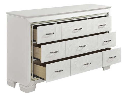 Modern Furniture - Glossy White & Chrome LED Lighted Queen King Bedroom Set IA51 - Picture 4 of 6
