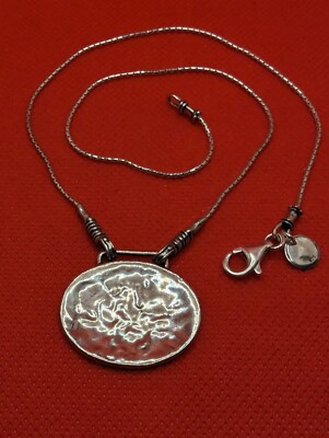 retired SILPADA Sterling Silver 925 Hammered Oval Disk Necklace 16