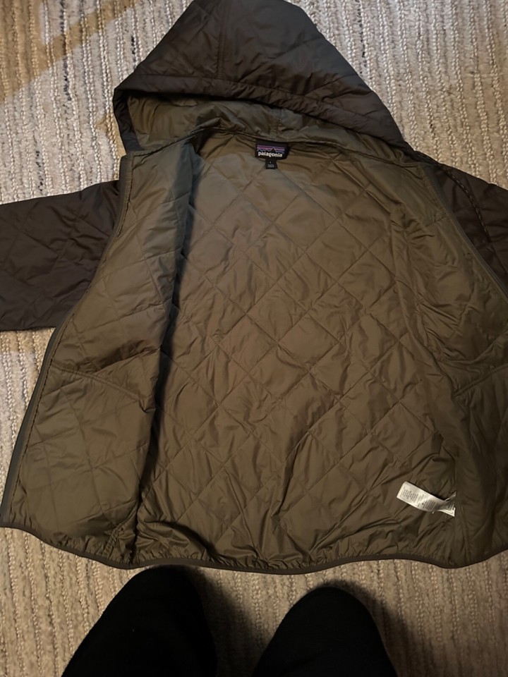 Patagonia Diamond Quilted Bomber Hoody Jacket Navy Blue Men's Large