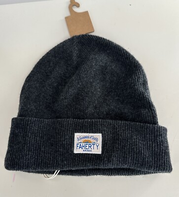 NWT Faherty Beanie Core Logo Cap Toque Unisex OS Charcoal Gray NEW