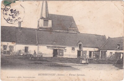 E0198 MESBRECOURT - VIEW OF THE SARAZIN FARM - FAMILY ON THE RIGHT
