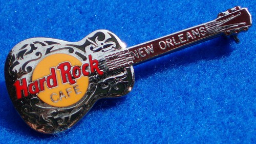NEW ORLEANS RETRO GUITAR SERIES SILVER DOBRO ACOUSTIC Hard Rock Cafe PIN - Picture 2 of 2