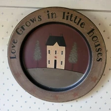 BARBARA LLOYD PRIMATIVE ART PLATE LOVE GROWS IN LITTLE HOUSES VINTAGE