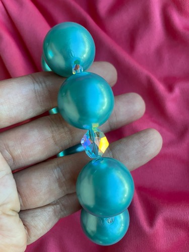 Luly Lu ""Cloud City"" GROSSES leicht aquablaues AB Swarovski Kristall Perle Armband - Bild 3 von 5