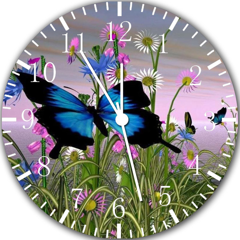 Beautiful Butterfly Flowers Frameless Borderless Wall Clock Gifts or Decor Y98