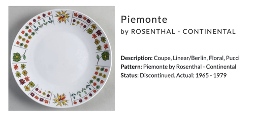 8" Round Vegetable Bowl Piemonte by ROSENTHAL - CONTINENTAL 1960s Emilio Pucci - Picture 9 of 9