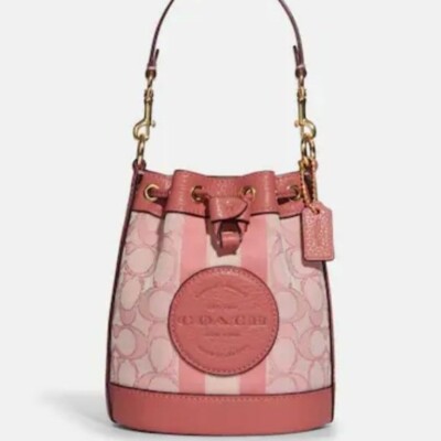 Coach C8322 Jacquard Mini Dempsey Bucket Bag Purse, IM/Taffy | eBay