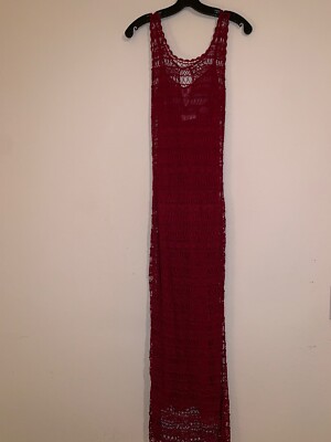 Victorias Secret Dress Small Red Mesh Open Weave Crochet Knit Sleeveless  Women | eBay