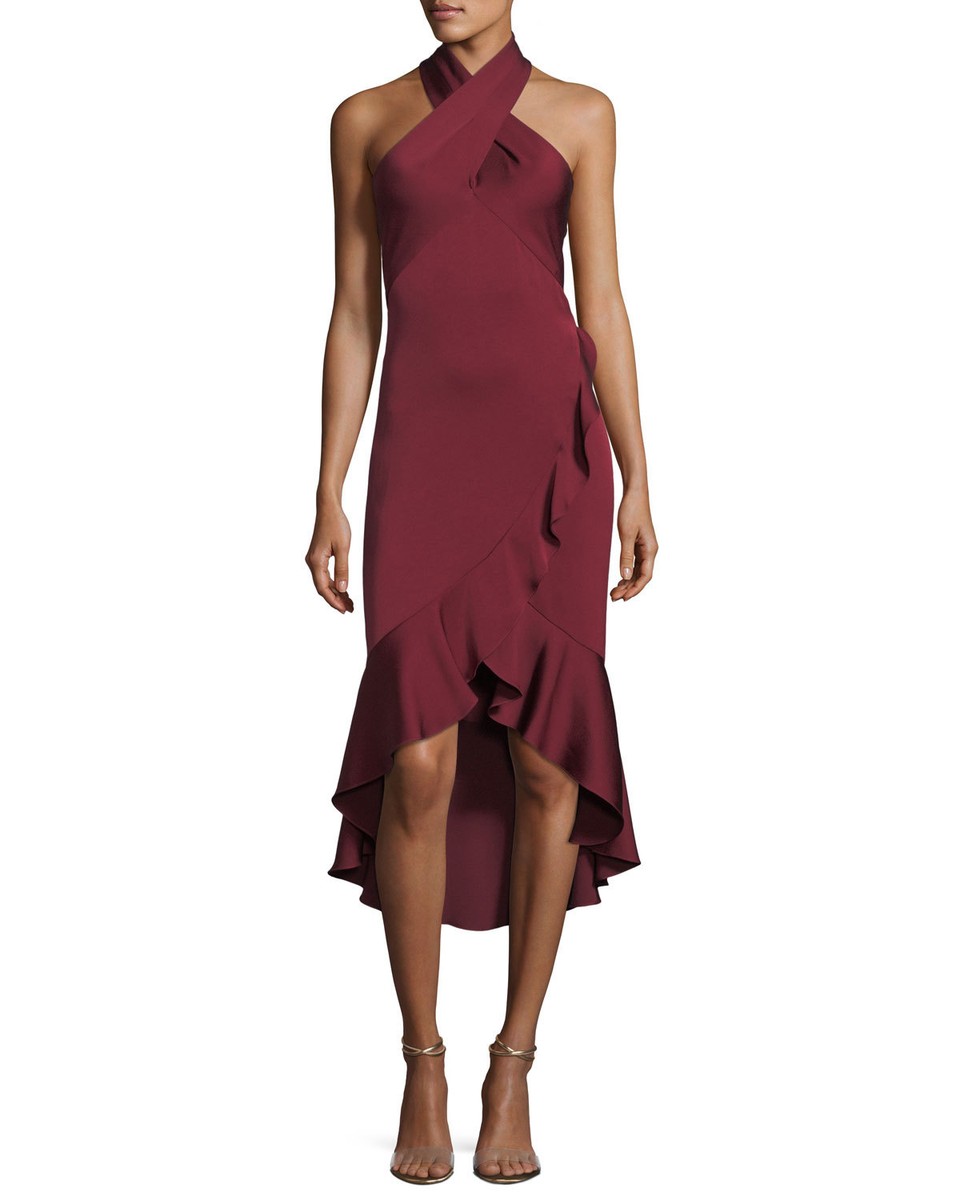 asymmetrical silhouette dress Ivory Asymmetrical Spaghetti Strap Midi Dress main image 0