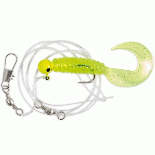 Lineaeffe Pilkvorfach 78cm / 0,50mm mit Twister und Jighead Gelb - Bild 1 von 1