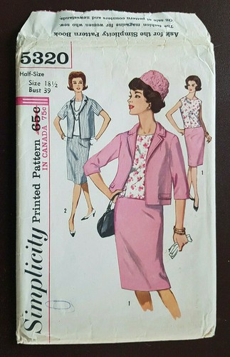 S-5320 1960's Skirt Overblouse Jacket Sewing Pattern Simplicity SZ 18½ Bust 39  - Bild 1 von 5