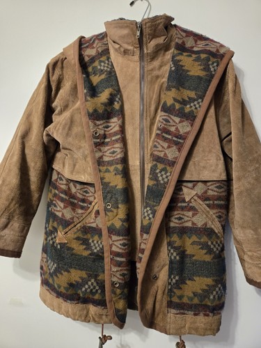 Vintage RARE Maggie Lawrence Sz S Mackinaw Jacket Suede Equestrian Horse Chore - Picture 2 of 15