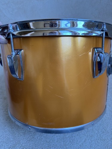 "Tamburo Tom in seta oro Ludwig vintage anni '80 - 13"" x 9""" - Foto 3 di 16