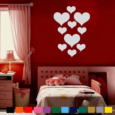 10pcs Love Heart Vinyl Home Wall Stickers Mural Decal Removable ...