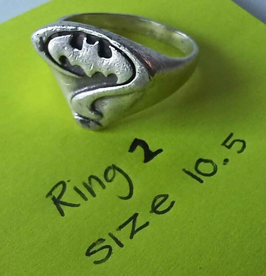 VINTAGE 90s DC COMICS sz10 SILVER 925 RIDDLER BATMAN RING