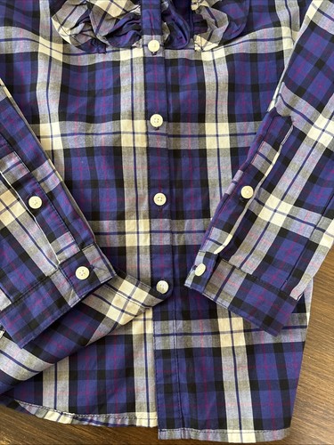 Chaps Girls Purple Ruffle Button Up Long Sleeve Shirt Sz 12 - Picture 7 of 7