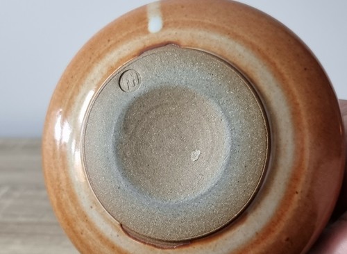 Brutalist Vase Frank Haynes Studio Pottery Organic Orange MCM Contemporary Boho - Picture 8 of 10