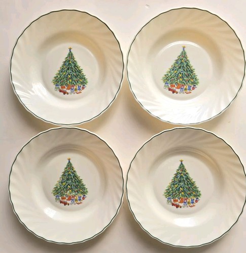 Vtg 4 House of Salem Christmas Noel Bowls Soup Porcelle 9" Tree Set Nice - Picture 3 of 5
