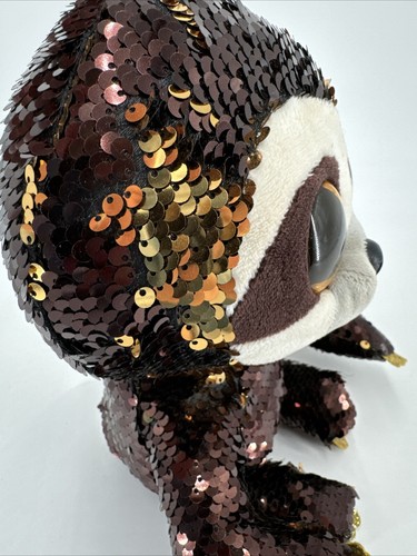Juguete de peluche Ty Dangler flippables perezoso lentejuelas abatible 10" 2019 marrón - Imagen 7 de 8