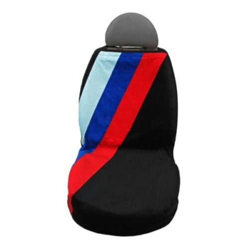 Funda delantera de asiento de coche Seat Armour para BMW con tres rayas - tela de terry negra - Imagen 2 de 2
