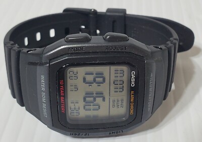 Men Casio Watch 3239 W-96h Illuminator Digital Black Band Chrono
