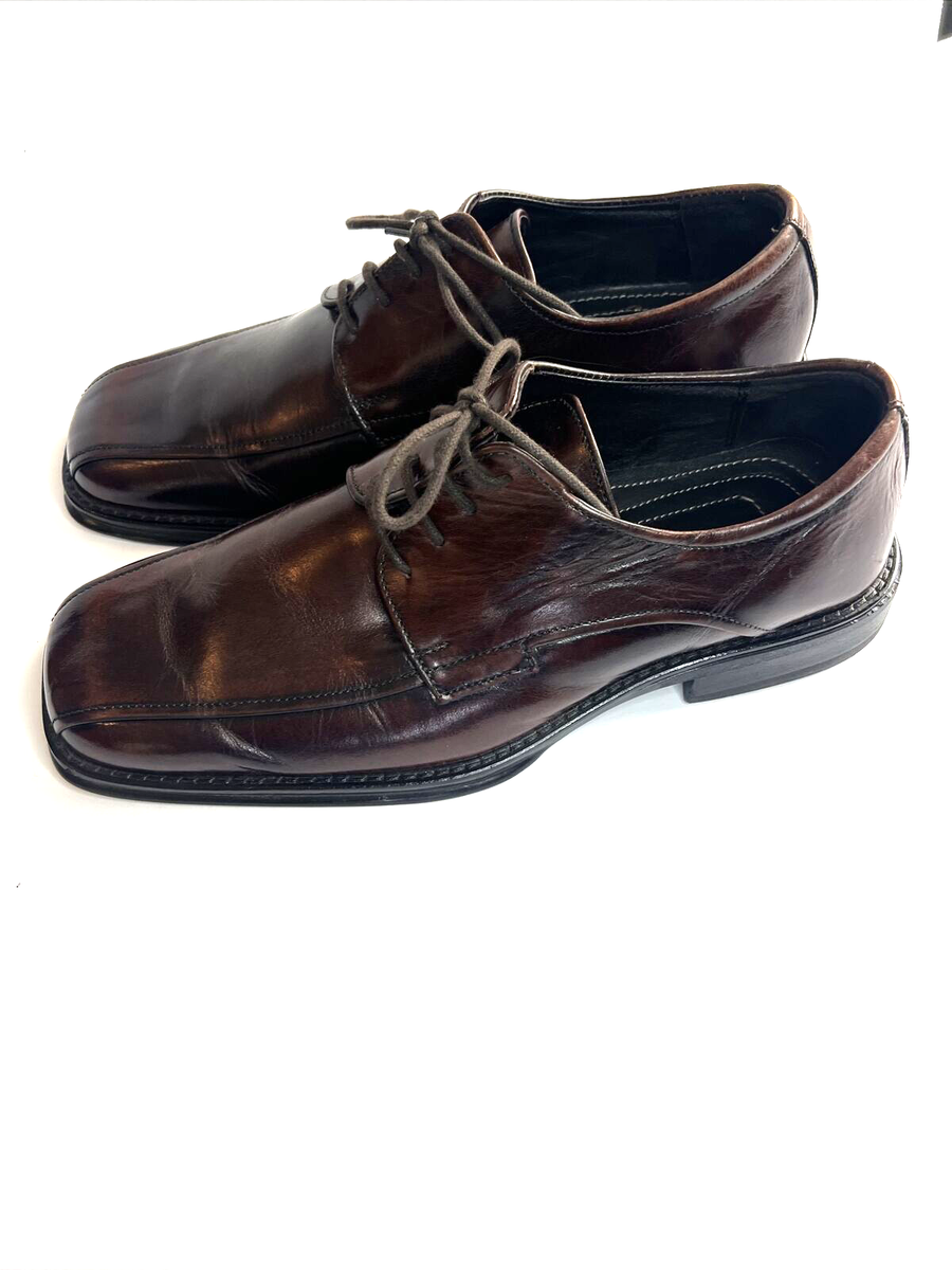 Stephan Bossi Brown Leather Square Toe Oxford Dress Shoes  display picture 1