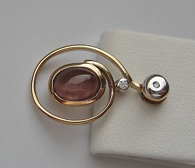 Brillant Anhänger in aus 375 9kt Gold mit Skapolith Katzenauge Diamant♦️ 8073 ♦️ - Bild 3 von 4