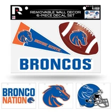 Boise State Broncos Set of 6 Removable Wall Decal Stickers