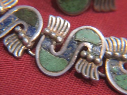 COLLAR PULSERA Y PENDIENTES VINTAGE LOS CASTILLO TAXCO MEXICO PLATA Y AZUL - Imagen 9 de 22