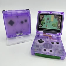 Gameboy Advance SP AGS-001 or IPS Light Purple Glow *Glass Lens & New Battery*