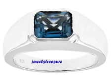 Natural London Blue topaz  Gemstone with 925 Sterling Silver Ring for Men's #080