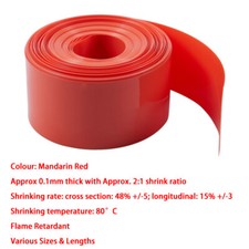 Mandarin Red PVC Heat Shrink Tubing Wrap Battery Pack LiPO NiMH NiCd Sizes&Lens