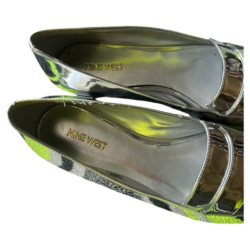 Nine West Adley 9.5 Flats Metallic Silver Flats Pointed Fashion Work Loafers - Picture 2 of 4