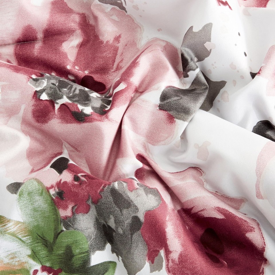 Floral Comforter Set Queen Size, Pink Flower Comforter 7 Pieces Bed in