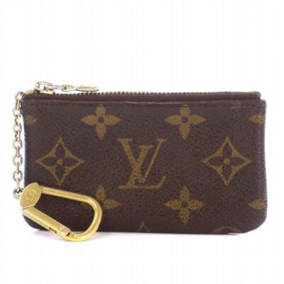 LOUIS VUITTON Pochette Cles Coin Key Case Monogram Canvas Brown Very Good Japan