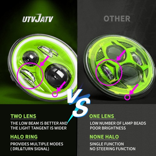Par de faros LED verdes de 7"" con DRL para camioneta Ford F-100 F-250 F-350 1953-1977 - Imagen 9 de 12