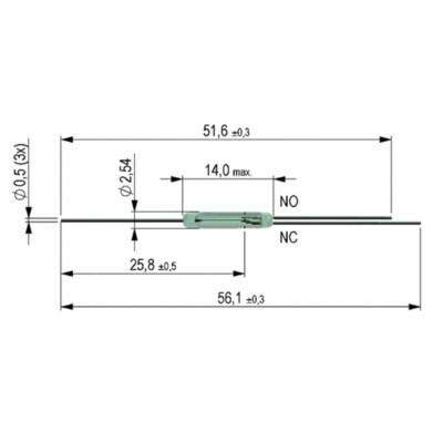 KSK1C90-1520 Reed-Kontakt 1xUM 175V= 0,25A 3W AW15-20 von Meder